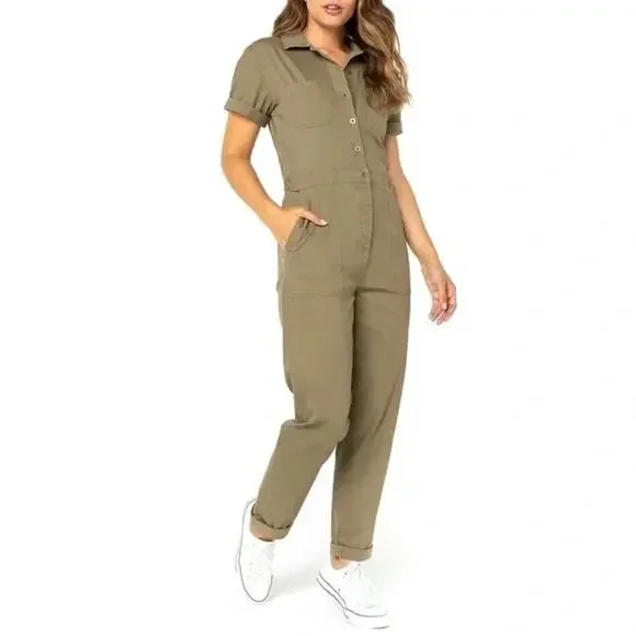 Green Jumpsuit Women’s Medium Utility Gorpcore Military St Patricks Shamrock - Picture 5 of 16